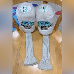 Callaway Big Bertha Gray and Teal Golf Club Headcovers 1 & 3